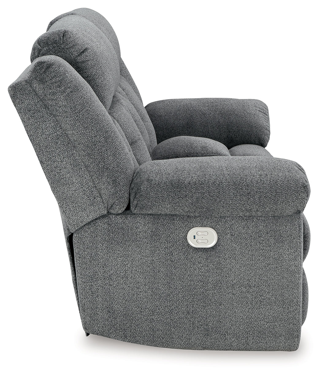 Tip-Off Slate Power Reclining Loveseat - Ornate Home