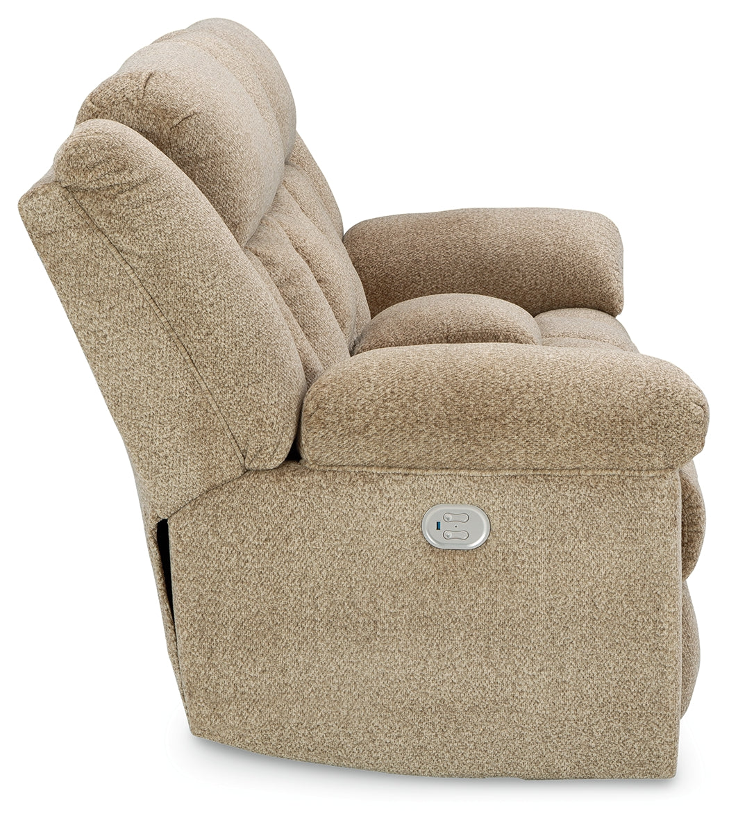 Tip-Off Wheat Power Reclining Loveseat - Ornate Home