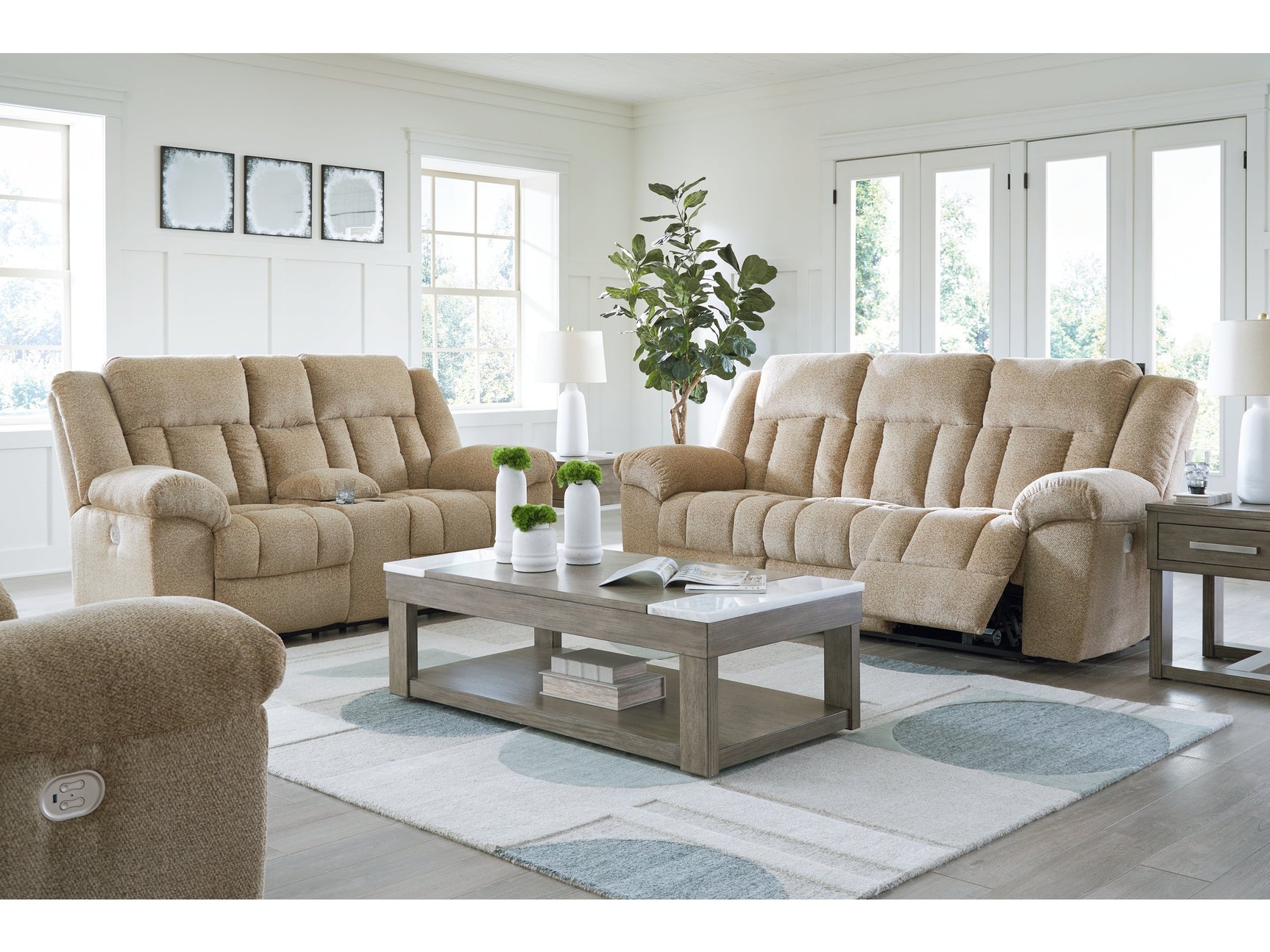 Tip-Off Wheat Power Reclining Sofa, Loveseat and Recliner - Ornate Home