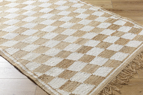Tiria Diamond Checkered Jute Tasseled Rug - Ornate Home