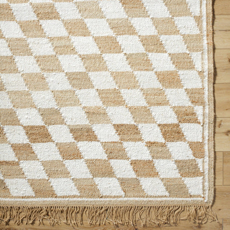 Tiria Diamond Checkered Jute Tasseled Rug - Ornate Home