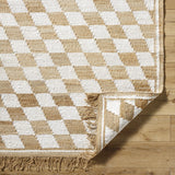 Tiria Diamond Checkered Jute Tasseled Rug - Ornate Home