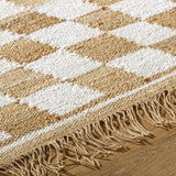Tiria Diamond Checkered Jute Tasseled Rug - Ornate Home