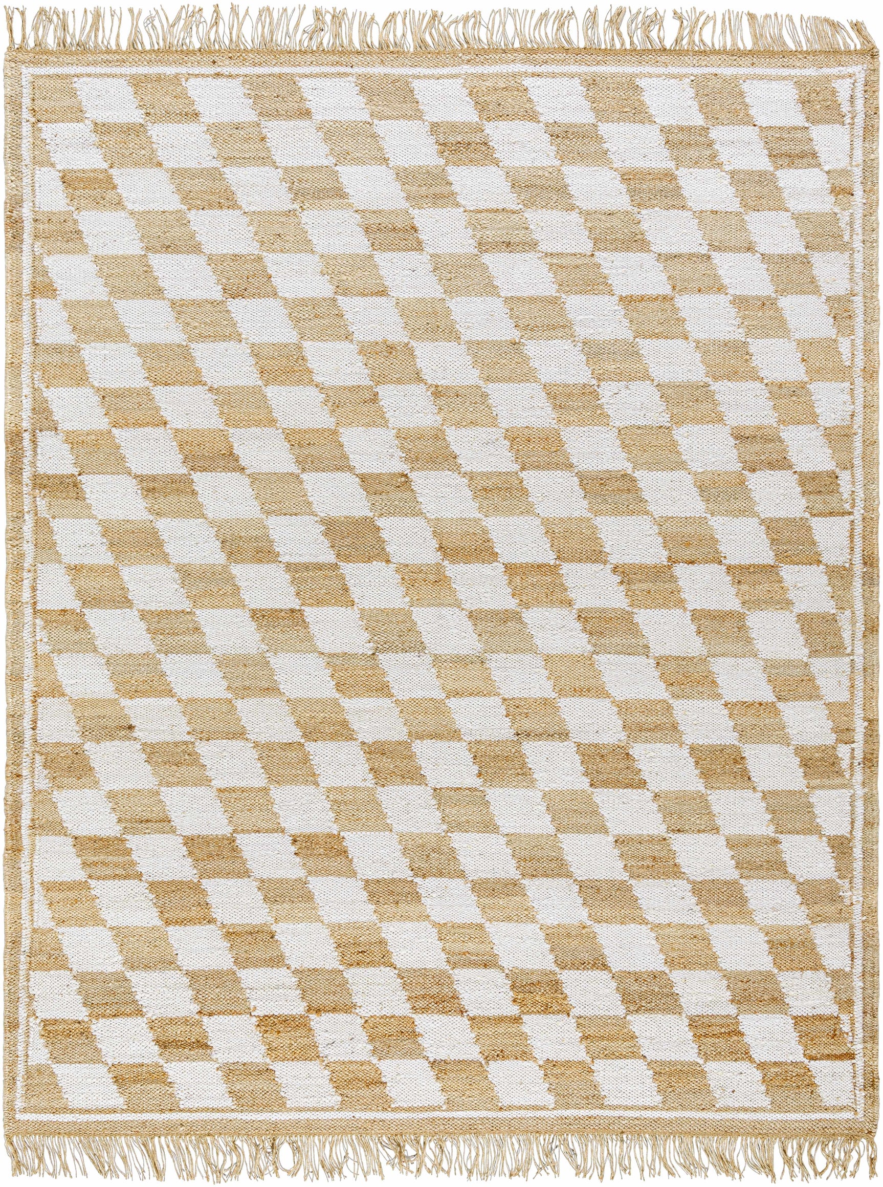 Tiria Diamond Checkered Jute Tasseled Rug - Ornate Home