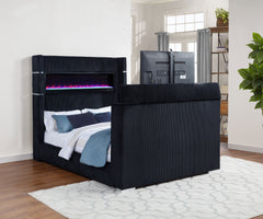 Tisdall Black California King Flame Visualizer TV Bed - Ornate Home