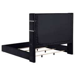 Tisdall Black California King Upholstered Fireplace Bed - Ornate Home