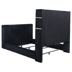 Tisdall Black Eastern King Flame Visualizer Wingback TV Bed - Ornate Home
