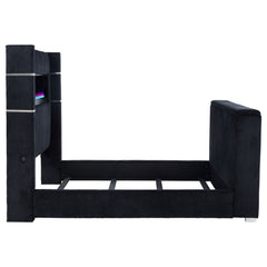 Tisdall Black Eastern King Flame Visualizer Wingback TV Bed - Ornate Home