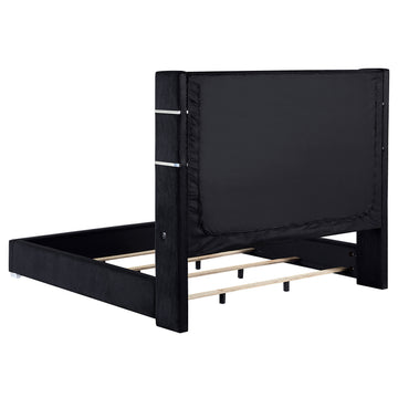 Tisdall Black Eastern King Upholstered Fireplace Bed - Ornate Home