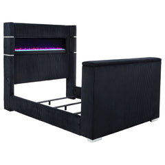 Tisdall Black Queen Flame Visualizer Wingback TV Bed - Ornate Home