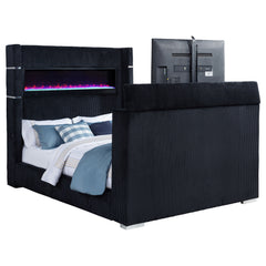Tisdall Black Queen Flame Visualizer Wingback TV Bed - Ornate Home