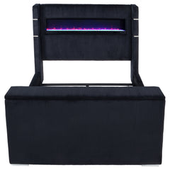 Tisdall Black Queen Flame Visualizer Wingback TV Bed - Ornate Home
