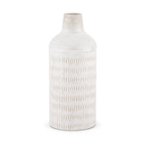 Tisha White Large with Terracotta Distressing Metal Vase - Ornate Home