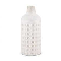 Tisha White Large with Terracotta Distressing Metal Vase - Ornate Home