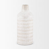 Tisha White Large with Terracotta Distressing Metal Vase - Ornate Home