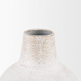 Tisha White Large with Terracotta Distressing Metal Vase - Ornate Home