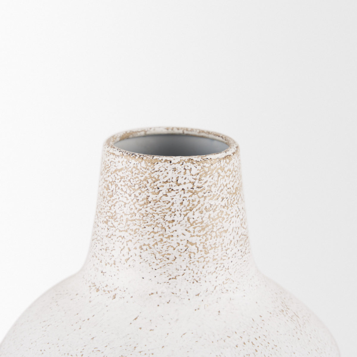 Tisha White Large with Terracotta Distressing Metal Vase - Ornate Home