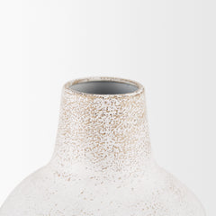 Tisha White Large with Terracotta Distressing Metal Vase - Ornate Home