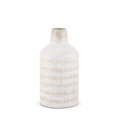 Tisha White Small with Terracotta Distressing Metal Vase - Ornate Home