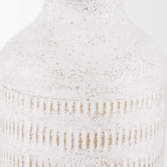 Tisha White Small with Terracotta Distressing Metal Vase - Ornate Home