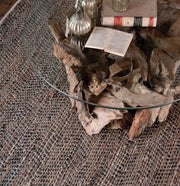 Tobais Black/Brown 5 X 8 Rescued Leather & Hemp Rug - Ornate Home