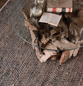 Tobais Black/Brown 5 X 8 Rescued Leather & Hemp Rug - Ornate Home