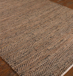 Tobais Black/Brown 5 X 8 Rescued Leather & Hemp Rug - Ornate Home