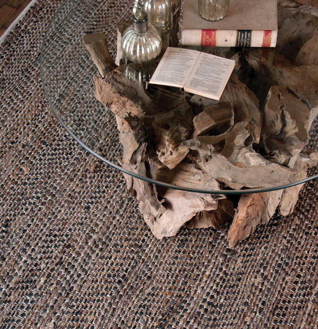 Tobais Black/Brown 8 X 10 Rescued Leather & Hemp Rug - Ornate Home