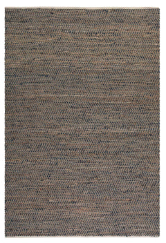 Tobais Black/Brown 8 X 10 Rescued Leather & Hemp Rug - Ornate Home