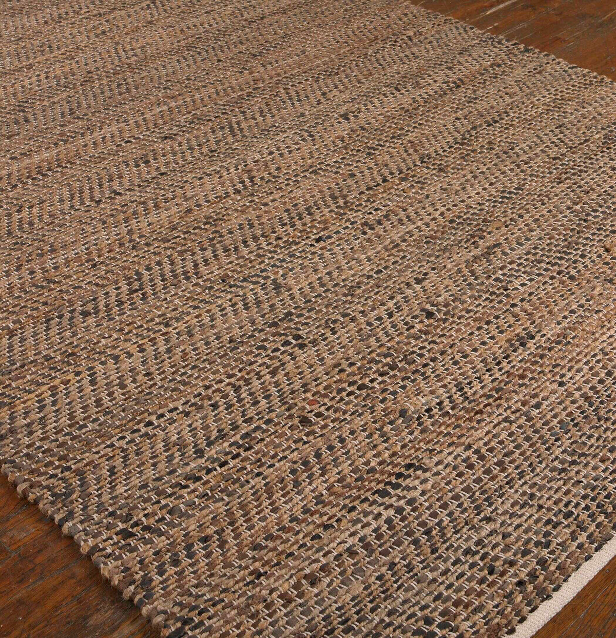 Tobais Black/Brown 9 X 12 Rescued Leather & Hemp Rug - Ornate Home