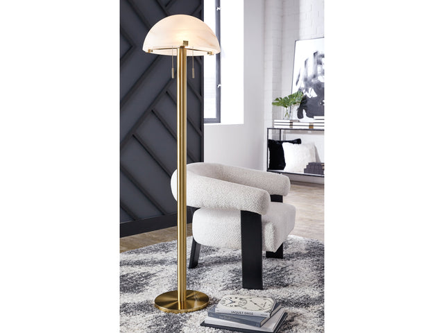 Tobbinsen Brass Finish Floor Lamp (Online Special Price) - Ornate Home