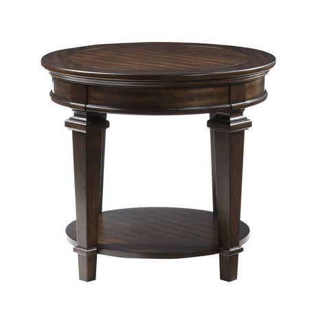 Tobias Espresso Round End Table - Ornate Home