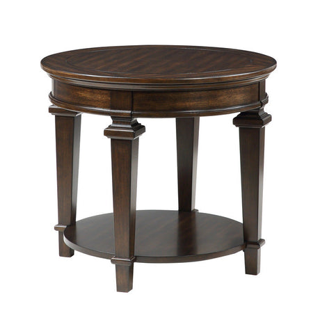 Tobias Espresso Round End Table - Ornate Home