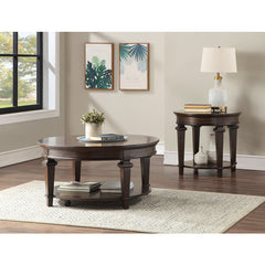 Tobias Espresso Round End Table - Ornate Home