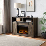 Tobias Sliding Door Oak Fireplace - Ornate Home