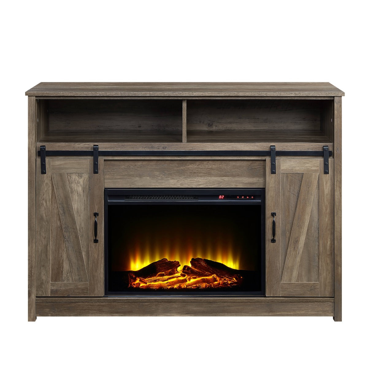 Tobias Sliding Door Oak Fireplace - Ornate Home