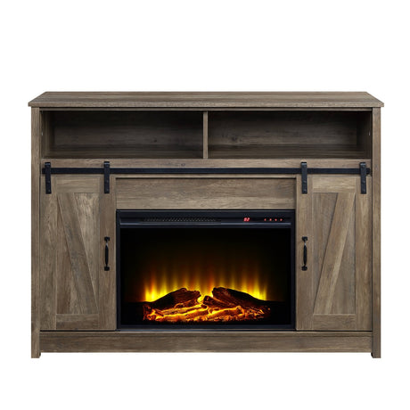 Tobias Sliding Door Oak Fireplace - Ornate Home