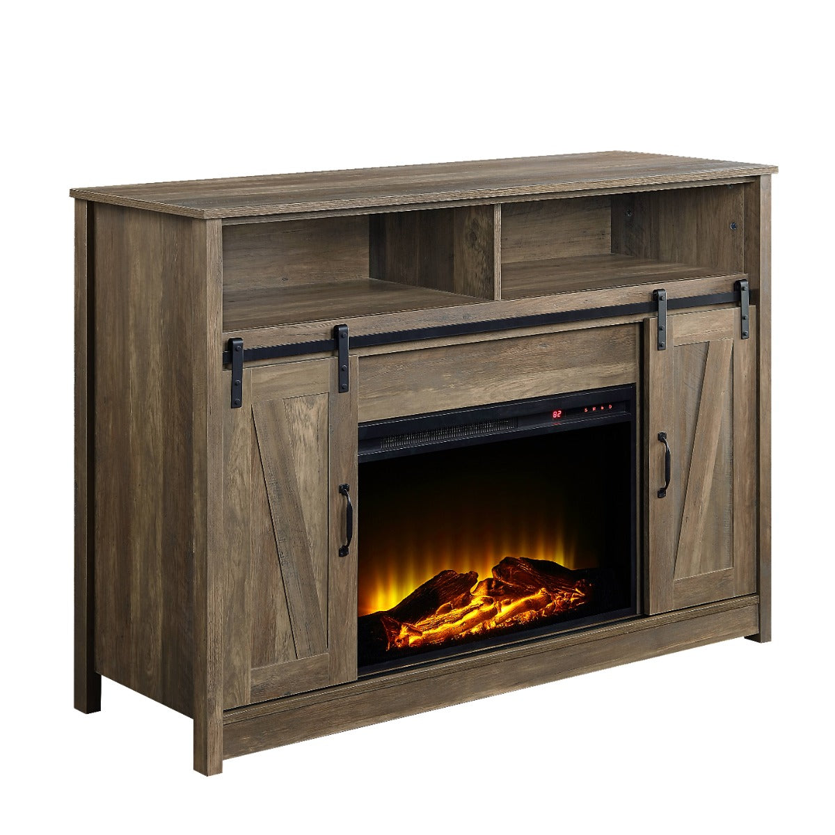Tobias Sliding Door Oak Fireplace - Ornate Home