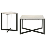 Tobin White 2-piece Marble Top Coffee and End Table Set - Ornate Home