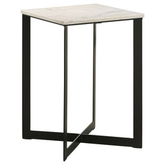 Tobin White 2-piece Marble Top Coffee and End Table Set - Ornate Home