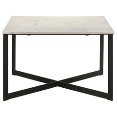 Tobin White 2-piece Marble Top Coffee and End Table Set - Ornate Home