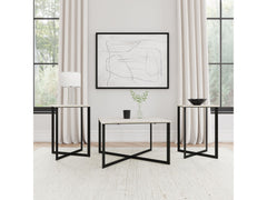 Tobin White 3-piece Marble Top Coffee and End Table Set - Ornate Home
