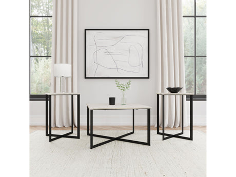 Tobin White 3-piece Marble Top Coffee and End Table Set - Ornate Home