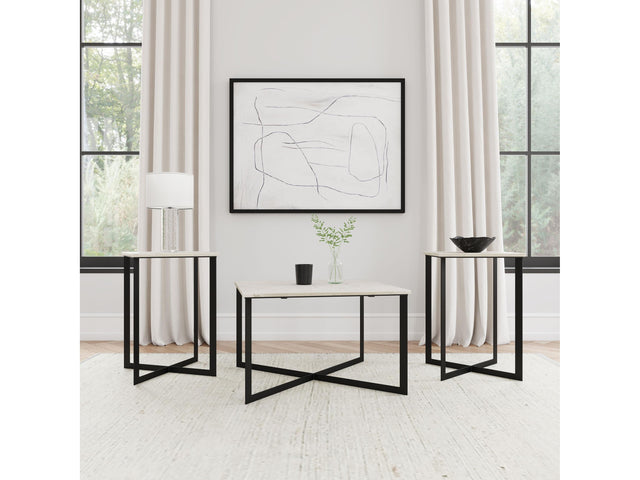 Tobin White 3-piece Marble Top Coffee and End Table Set - Ornate Home