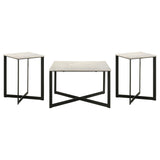 Tobin White 3-piece Marble Top Coffee and End Table Set - Ornate Home