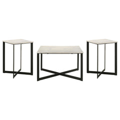 Tobin White 3-piece Marble Top Coffee and End Table Set - Ornate Home