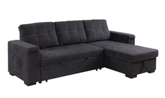 Toby Black 95"W Woven Fabric Reversible Sleeper Sectional Sofa with RAF Storage Chaise - Ornate Home