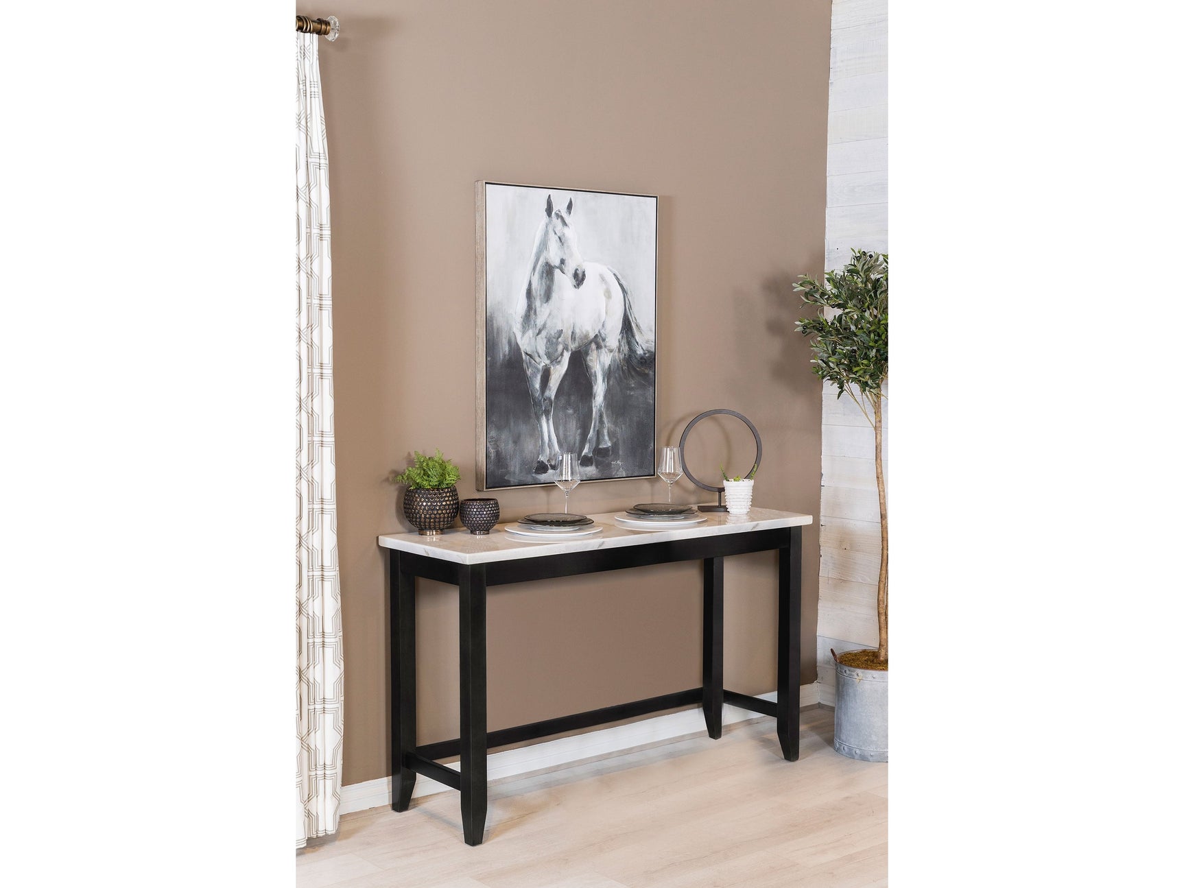 Toby Rustic Espresso 60-inch Marble Counter Dining Table - Ornate Home