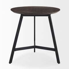 Todd Dark Brown Wood with Metal Legs Side Table - Ornate Home