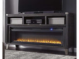 Todoe Gray 65" TV Stand w/ Wide Electric Fireplace Insert (Online Special Price) - Ornate Home